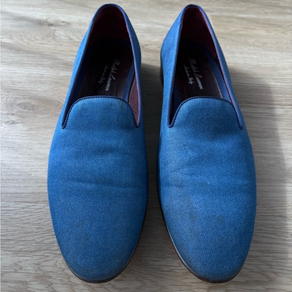 RALPH LAUREN PURPLE LABEL ALONZO Blue Textile Loafers 10 Slippers Loafers - Picture 1 of 7